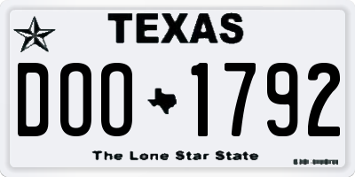 TX license plate DOO1792