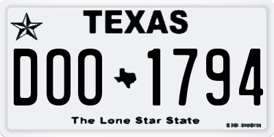 TX license plate DOO1794