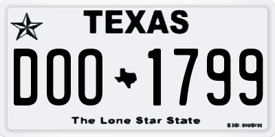 TX license plate DOO1799