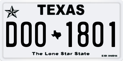 TX license plate DOO1801