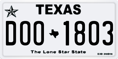 TX license plate DOO1803