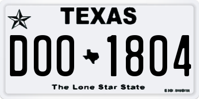 TX license plate DOO1804