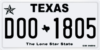 TX license plate DOO1805