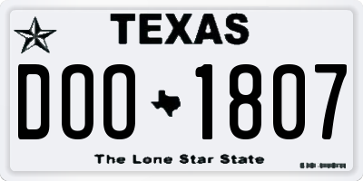 TX license plate DOO1807