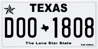 TX license plate DOO1808
