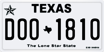 TX license plate DOO1810