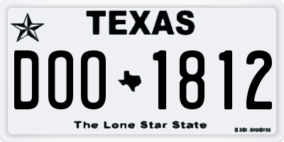 TX license plate DOO1812