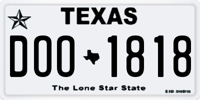 TX license plate DOO1818