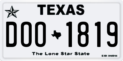 TX license plate DOO1819