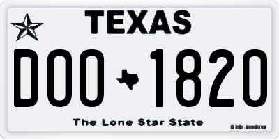 TX license plate DOO1820