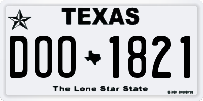 TX license plate DOO1821