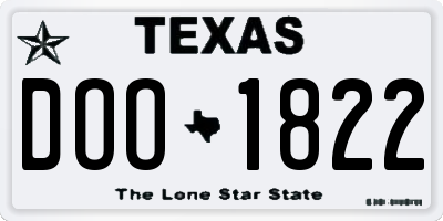 TX license plate DOO1822