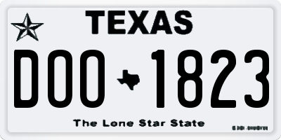 TX license plate DOO1823