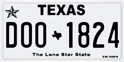 TX license plate DOO1824