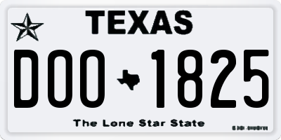 TX license plate DOO1825
