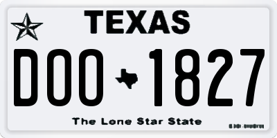 TX license plate DOO1827