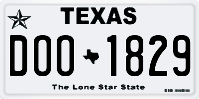 TX license plate DOO1829