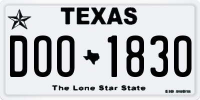 TX license plate DOO1830