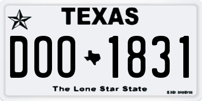TX license plate DOO1831
