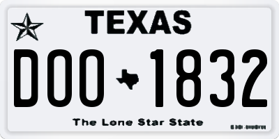 TX license plate DOO1832