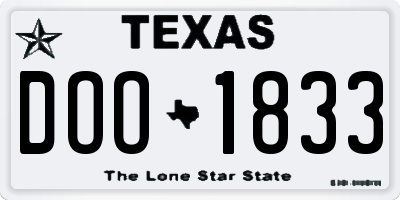 TX license plate DOO1833