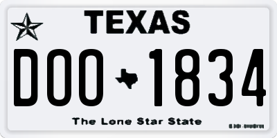 TX license plate DOO1834