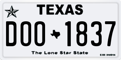 TX license plate DOO1837