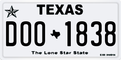 TX license plate DOO1838
