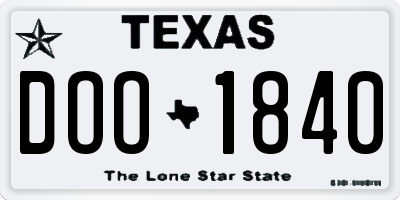 TX license plate DOO1840