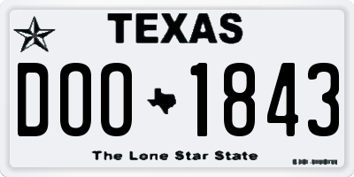 TX license plate DOO1843
