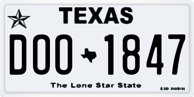 TX license plate DOO1847