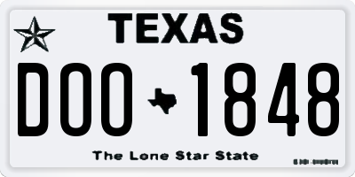 TX license plate DOO1848