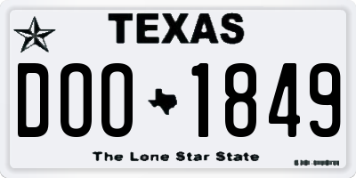 TX license plate DOO1849