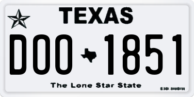 TX license plate DOO1851