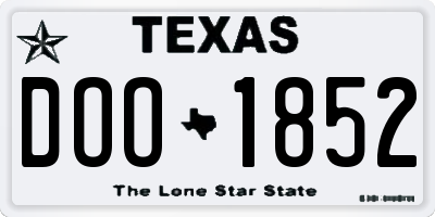 TX license plate DOO1852