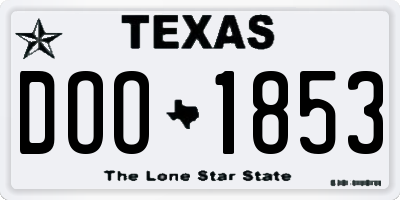 TX license plate DOO1853