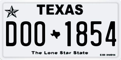 TX license plate DOO1854