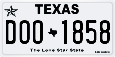 TX license plate DOO1858