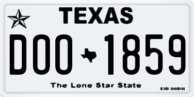 TX license plate DOO1859