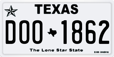 TX license plate DOO1862