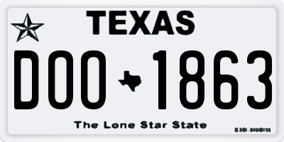 TX license plate DOO1863