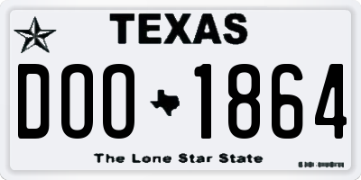 TX license plate DOO1864