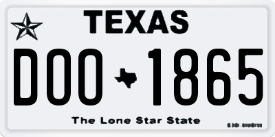 TX license plate DOO1865