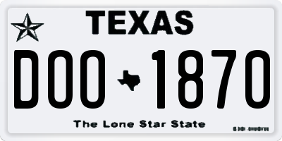 TX license plate DOO1870