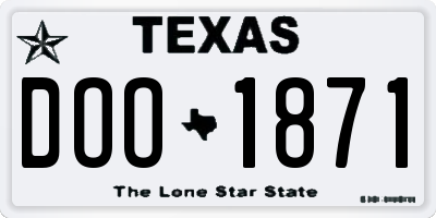 TX license plate DOO1871