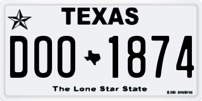 TX license plate DOO1874