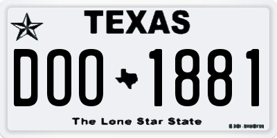 TX license plate DOO1881