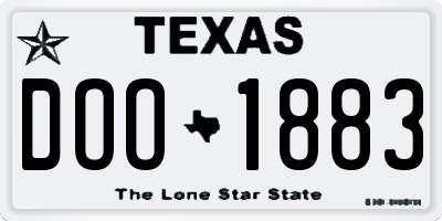 TX license plate DOO1883