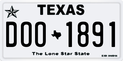 TX license plate DOO1891