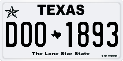TX license plate DOO1893